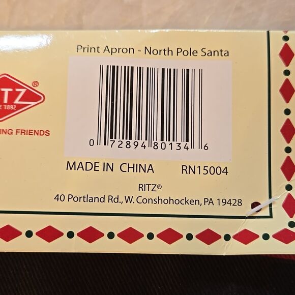 FESTIVE HOME HOLIDAY NORTH POLE SANTA APRON - Green and Red, NEW - Picture 5 of 5